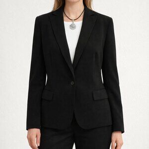 Jones New York Size 10 Blazer Black Textured 1 Button Pockets